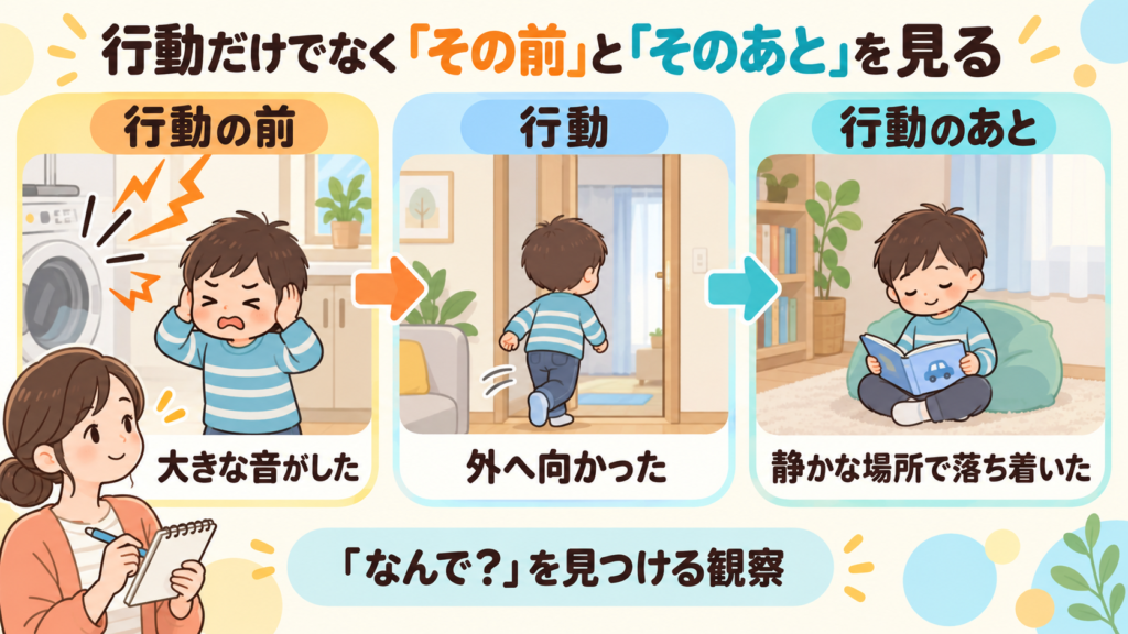 行動の前・行動・行動のあとを記録して理由を考える方法